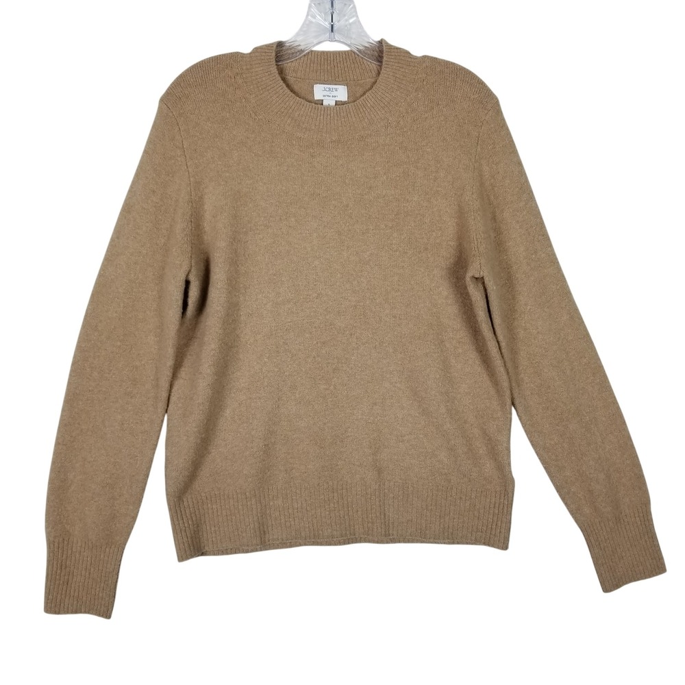 J.Crew Sweater Women Small Camel Tan Extra Soft Wool Blend Crewneck Pullover